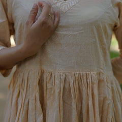 Avantika Handblock Khari Print Elegance Cotton Dress | Flared Traditional Outfit