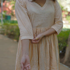 Avantika Handblock Khari Print Elegance Cotton Dress | Flared Traditional Outfit