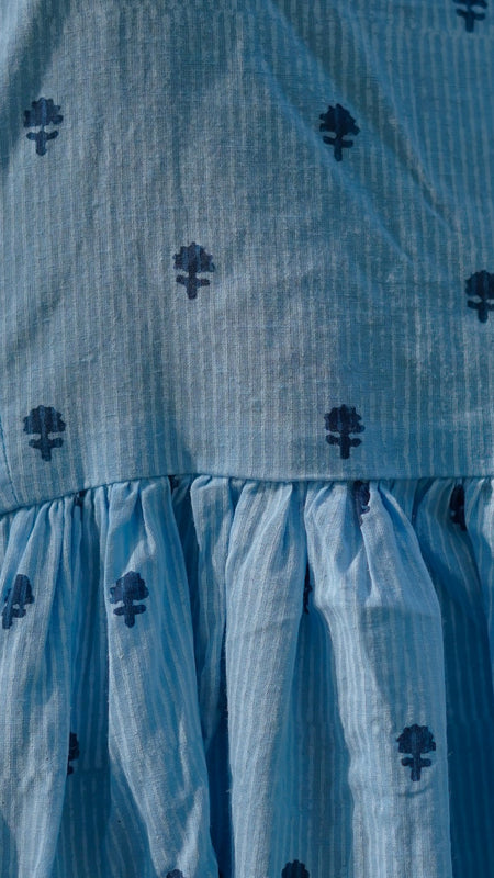 NeelKriti – Pure Cotton Handblock Khari Print Long Flared Dress | Ethnic Casual Wear for Women