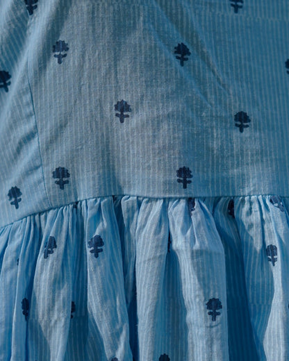 NeelKriti – Pure Cotton Handblock Khari Print Long Flared Dress | Ethnic Casual Wear for Women