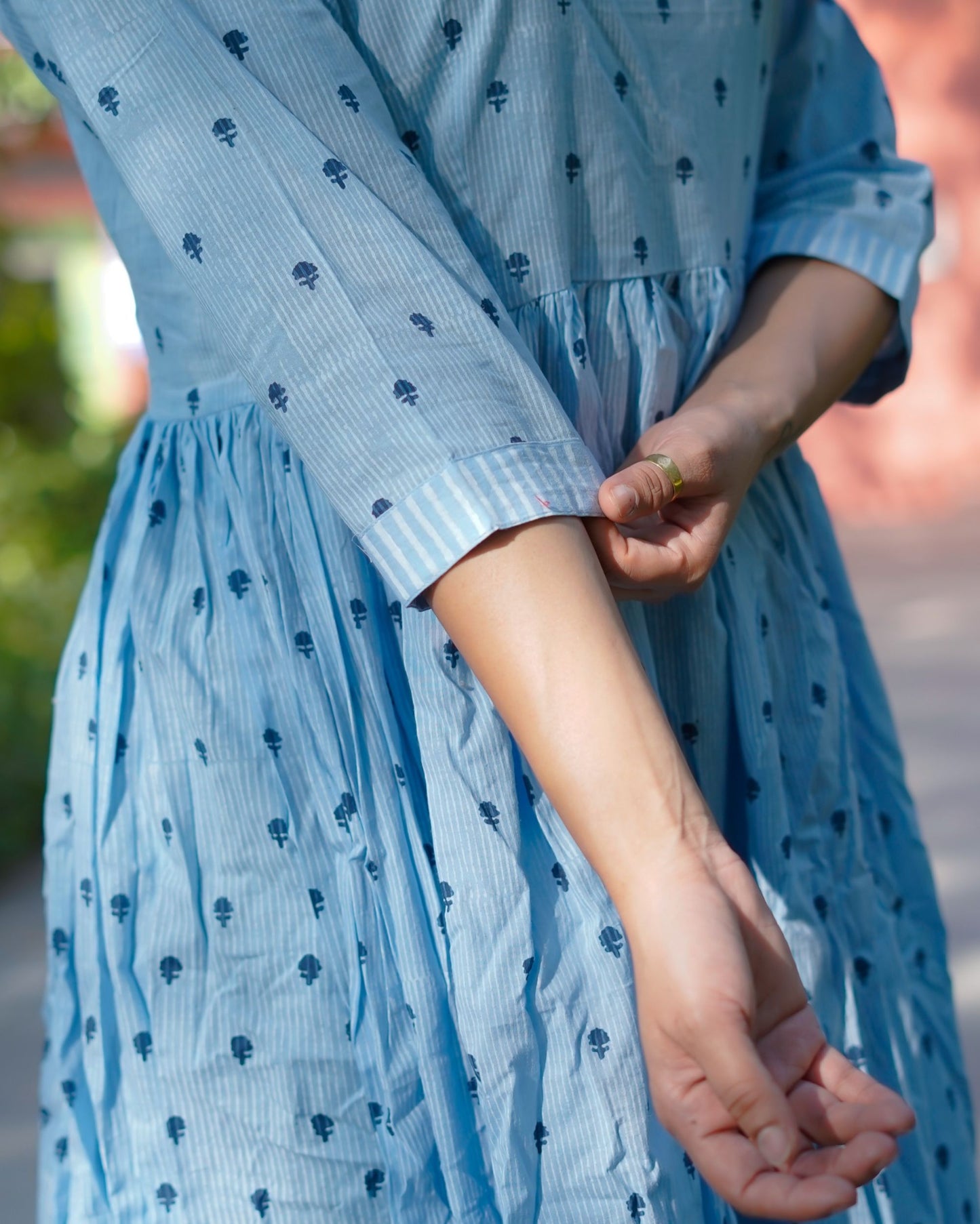 NeelKriti – Pure Cotton Handblock Khari Print Long Flared Dress | Ethnic Casual Wear for Women