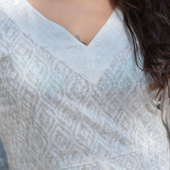 Noor Khari Handblock Pure Cotton Anarkali Dress for Women | Elegant White Flared Dress