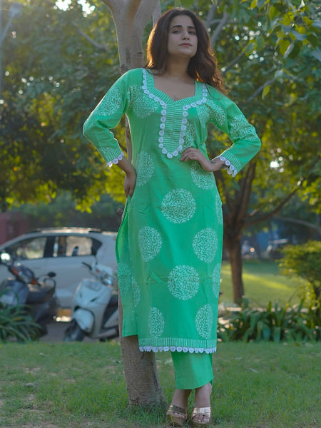 Gulmohar Glow Pure Cotton Handblock Khari Print Co-ord Set