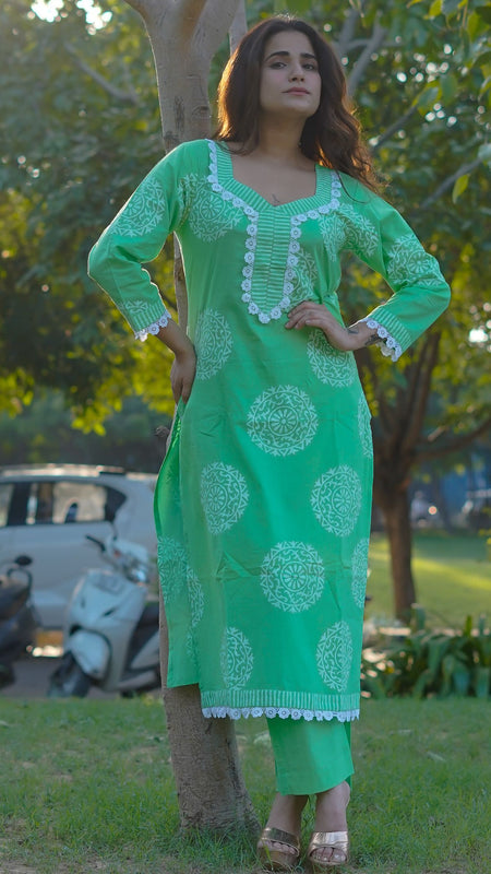 Gulmohar Glow Pure Cotton Handblock Khari Print Co-ord Set