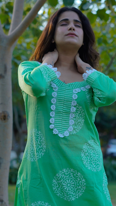 Gulmohar Glow Pure Cotton Handblock Khari Print Co-ord Set