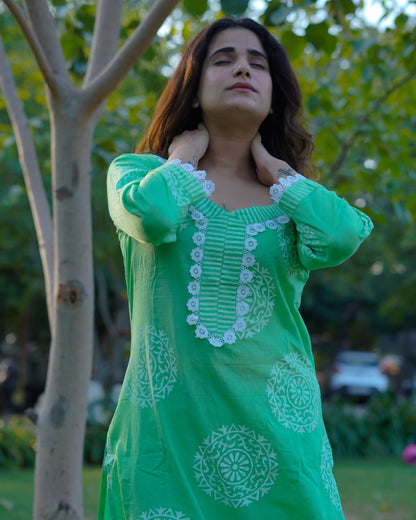 Gulmohar Glow Pure Cotton Handblock Khari Print Co-ord Set