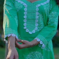 Gulmohar Glow Pure Cotton Handblock Khari Print Co-ord Set