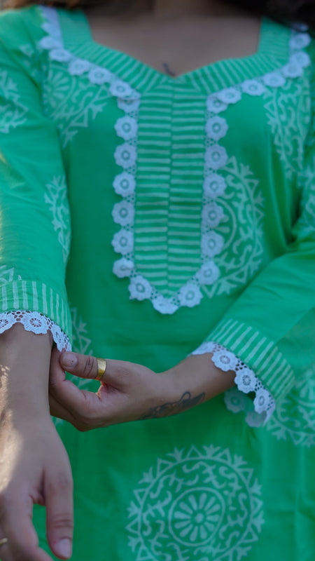 Gulmohar Glow Pure Cotton Handblock Khari Print Co-ord Set