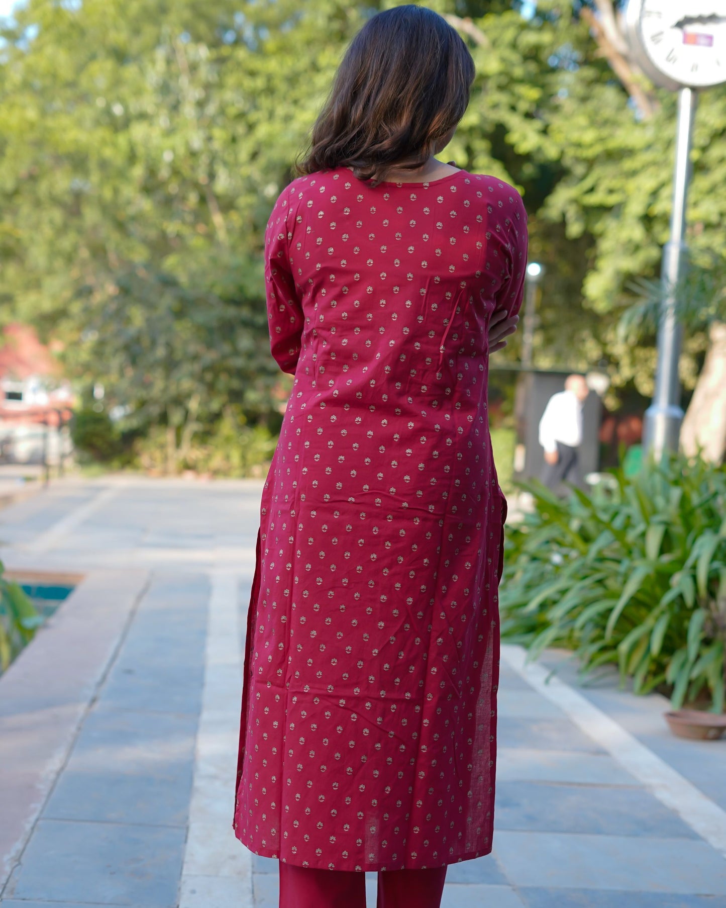 Ruhani Ruby Pure Cotton Hand Block Gold Print Co-ord Set