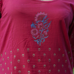 Ruhani Ruby Pure Cotton Hand Block Gold Print Co-ord Set