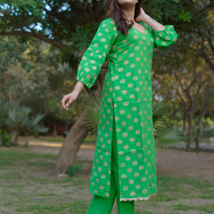 Aaranya Bloom Pure Cotton Handblock Gold Print Co-ord Set