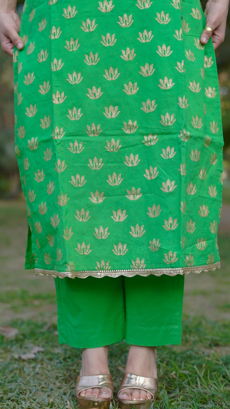 Aaranya Bloom Pure Cotton Handblock Gold Print Co-ord Set