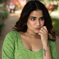 Niharika Pure Cotton Handblock Khari Print Green Dress