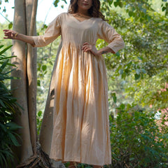 Avantika Handblock Khari Print Elegance Cotton Dress | Flared Traditional Outfit