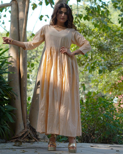 Avantika Handblock Khari Print Elegance Cotton Dress | Flared Traditional Outfit