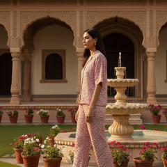Handblock printed cotton loungewear set