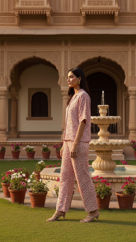 Handblock printed cotton loungewear set