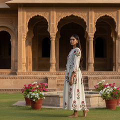 Floral red cotton maxi dress