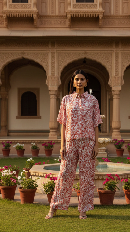 Cotton handblock lounge co-ord set