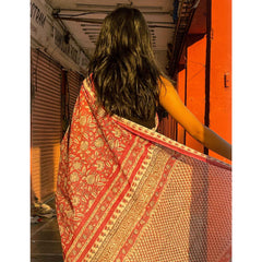 Madhuvan Maroon Printed Floral Cotton Saree