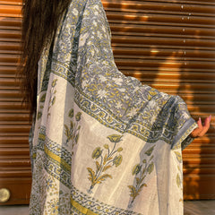 Mandira Grey Floral Cotton Saree