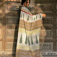 Leheriya Noor White Printed Floral Chanderi Saree