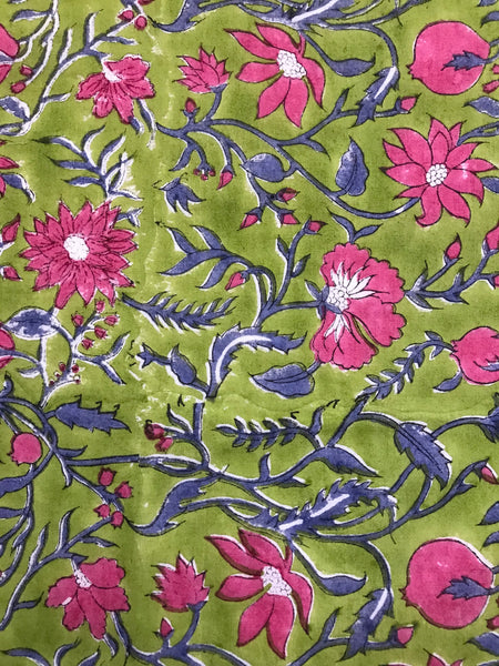 Authentic HandBlock Sanganeri Printed, Eco Friendly Dyes, Pure Soft Cotton Fabric