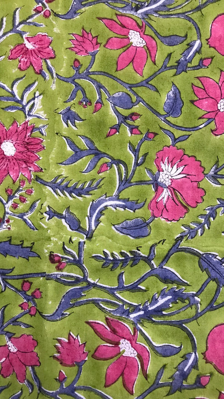 Authentic HandBlock Sanganeri Printed, Eco Friendly Dyes, Pure Soft Cotton Fabric