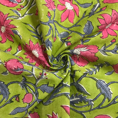 Authentic HandBlock Sanganeri Printed, Eco Friendly Dyes, Pure Soft Cotton Fabric