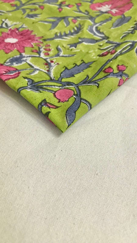 Authentic HandBlock Sanganeri Printed, Eco Friendly Dyes, Pure Soft Cotton Fabric