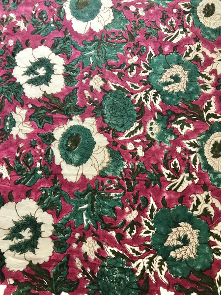 Authentic HandBlock Sanganeri Printed, Eco Friendly Dyes, Pure Soft Cotton Fabric