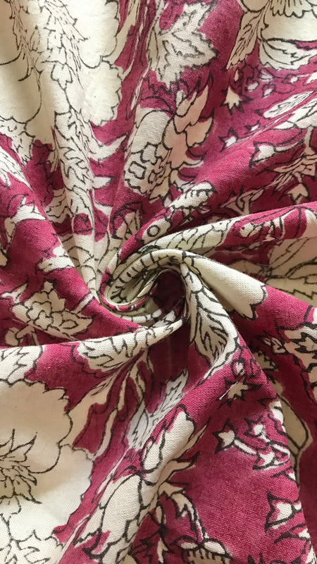 Authentic HandBlock Sanganeri Printed, Eco Friendly Dyes, Pure Soft Cotton Fabric