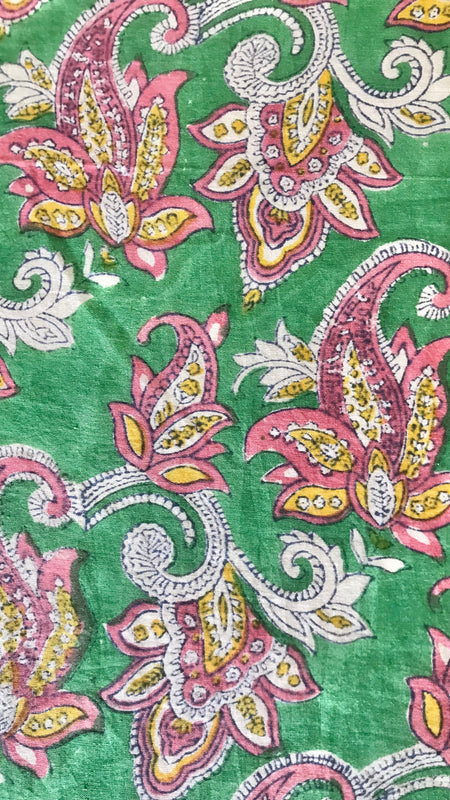 Authentic HandBlock Sanganeri Printed, Eco Friendly Dyes, Pure Soft Cotton Fabric