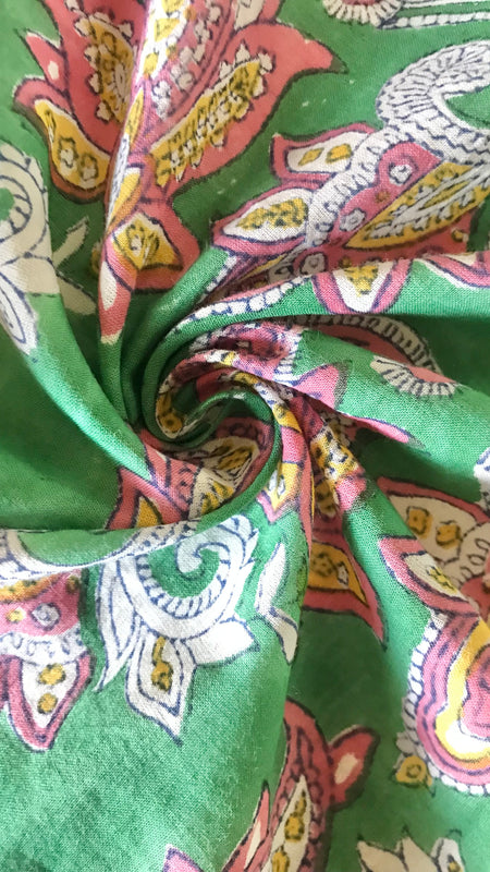 Authentic HandBlock Sanganeri Printed, Eco Friendly Dyes, Pure Soft Cotton Fabric