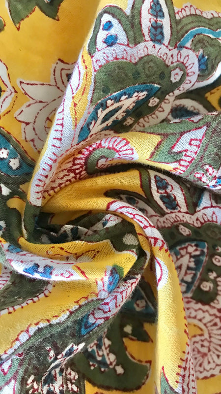 Authentic HandBlock Sanganeri Printed, Eco Friendly Dyes, Pure Soft Cotton Fabric
