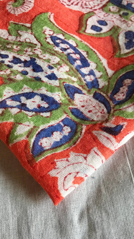 Authentic HandBlock Sanganeri Printed, Eco Friendly Dyes, Pure Soft Cotton Fabric