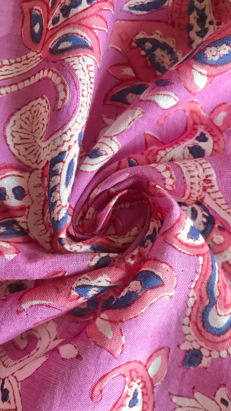 Authentic HandBlock Sanganeri Printed, Eco Friendly Dyes, Pure Soft Cotton Fabric