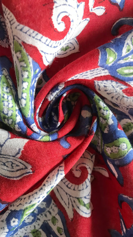 Authentic HandBlock Sanganeri Printed, Eco Friendly Dyes, Pure Soft Cotton Fabric