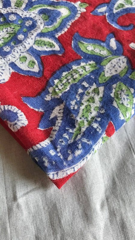 Authentic HandBlock Sanganeri Printed, Eco Friendly Dyes, Pure Soft Cotton Fabric
