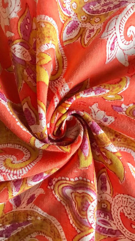 Authentic HandBlock Sanganeri Printed, Eco Friendly Dyes, Pure Soft Cotton Fabric