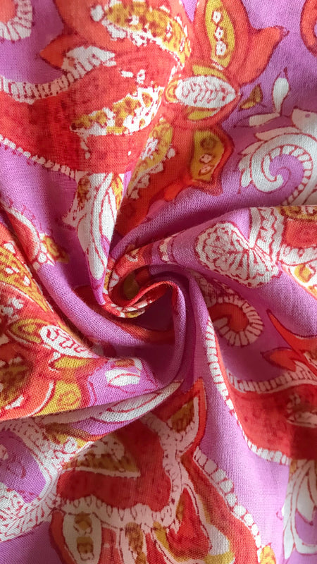 Authentic HandBlock Sanganeri Printed, Eco Friendly Dyes, Pure Soft Cotton Fabric