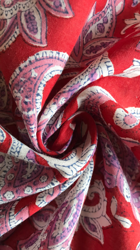 Authentic HandBlock Sanganeri Printed, Eco Friendly Dyes, Pure Soft Cotton Fabric