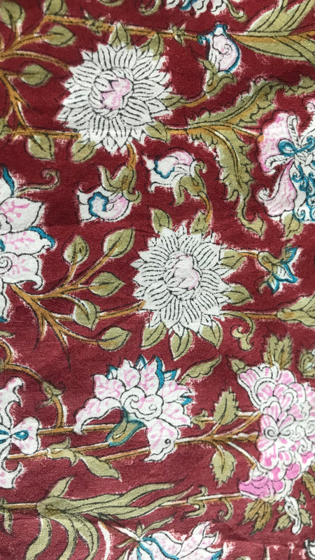 Authentic HandBlock Sanganeri Printed, Eco Friendly Dyes, Pure Soft Cotton Fabric