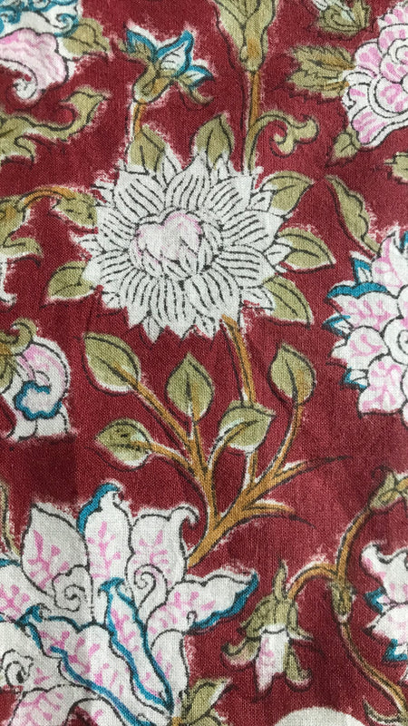 Authentic HandBlock Sanganeri Printed, Eco Friendly Dyes, Pure Soft Cotton Fabric