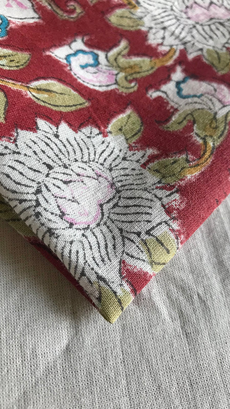 Authentic HandBlock Sanganeri Printed, Eco Friendly Dyes, Pure Soft Cotton Fabric