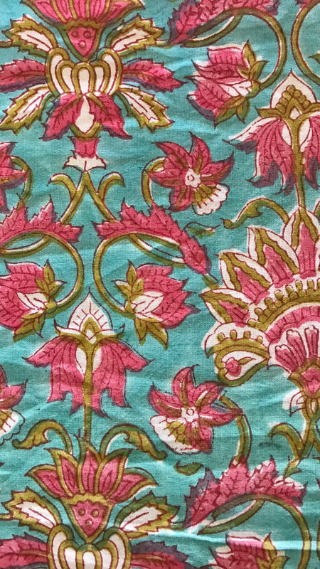 Authentic HandBlock Sanganeri Printed, Eco Friendly Dyes, Pure Soft Cotton Fabric