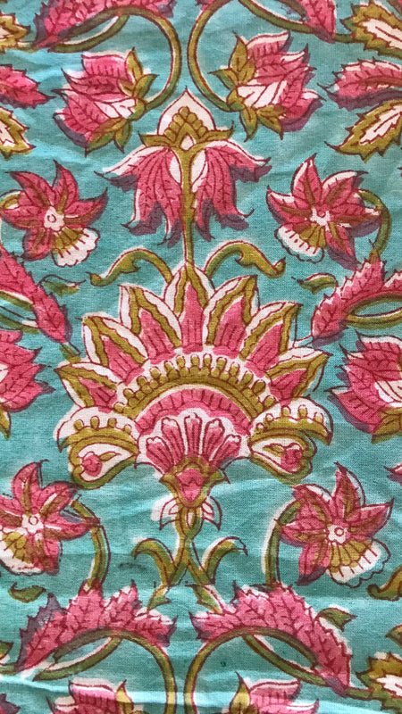 Authentic HandBlock Sanganeri Printed, Eco Friendly Dyes, Pure Soft Cotton Fabric