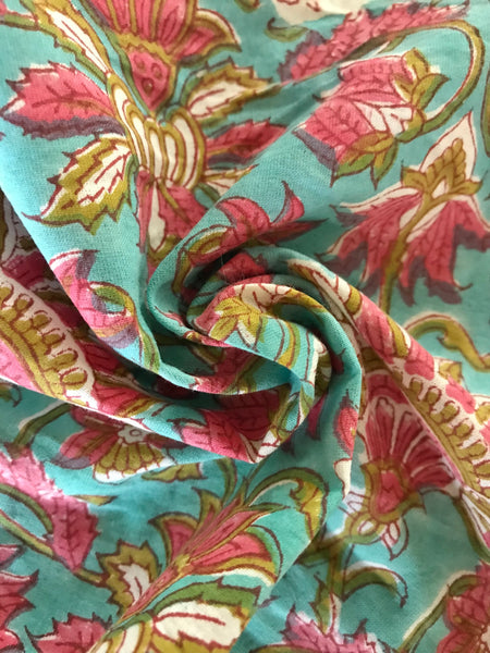 Authentic HandBlock Sanganeri Printed, Eco Friendly Dyes, Pure Soft Cotton Fabric