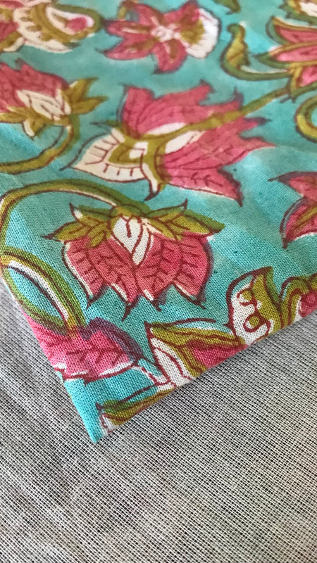 Authentic HandBlock Sanganeri Printed, Eco Friendly Dyes, Pure Soft Cotton Fabric