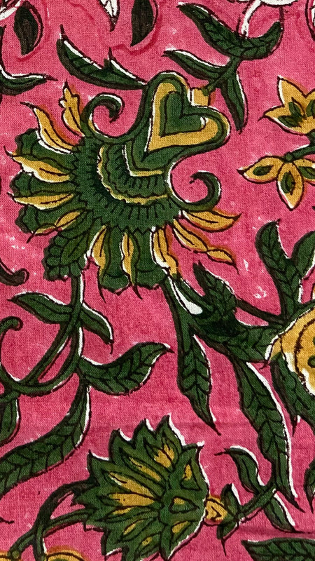 Authentic HandBlock Sanganeri Printed, Eco Friendly Dyes, Pure Soft Cotton Fabric